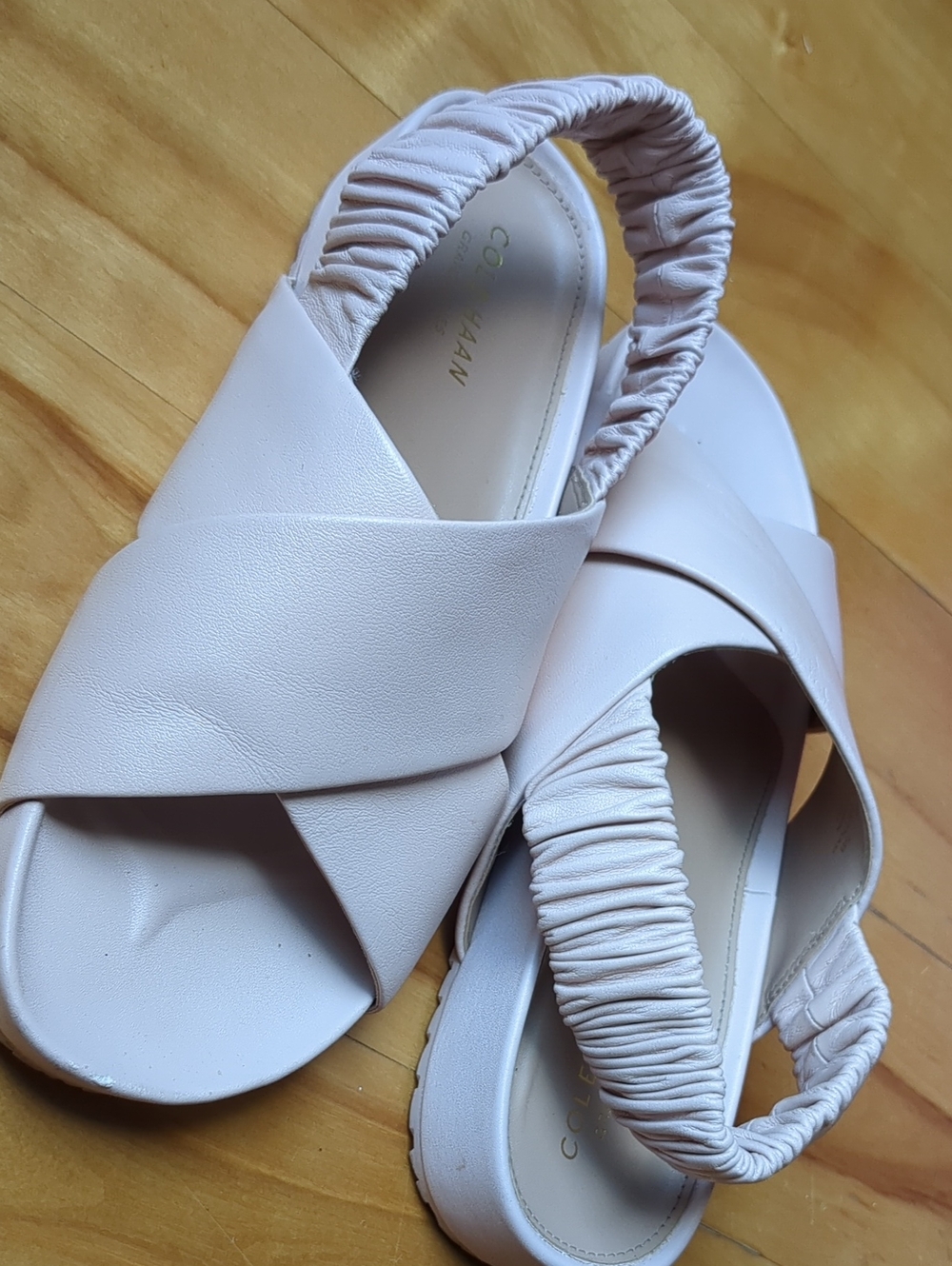 COLE HAAN | Grand 360 Blush Pink Crisscross Elastic Slingback Sandals - Picture 3 of 4